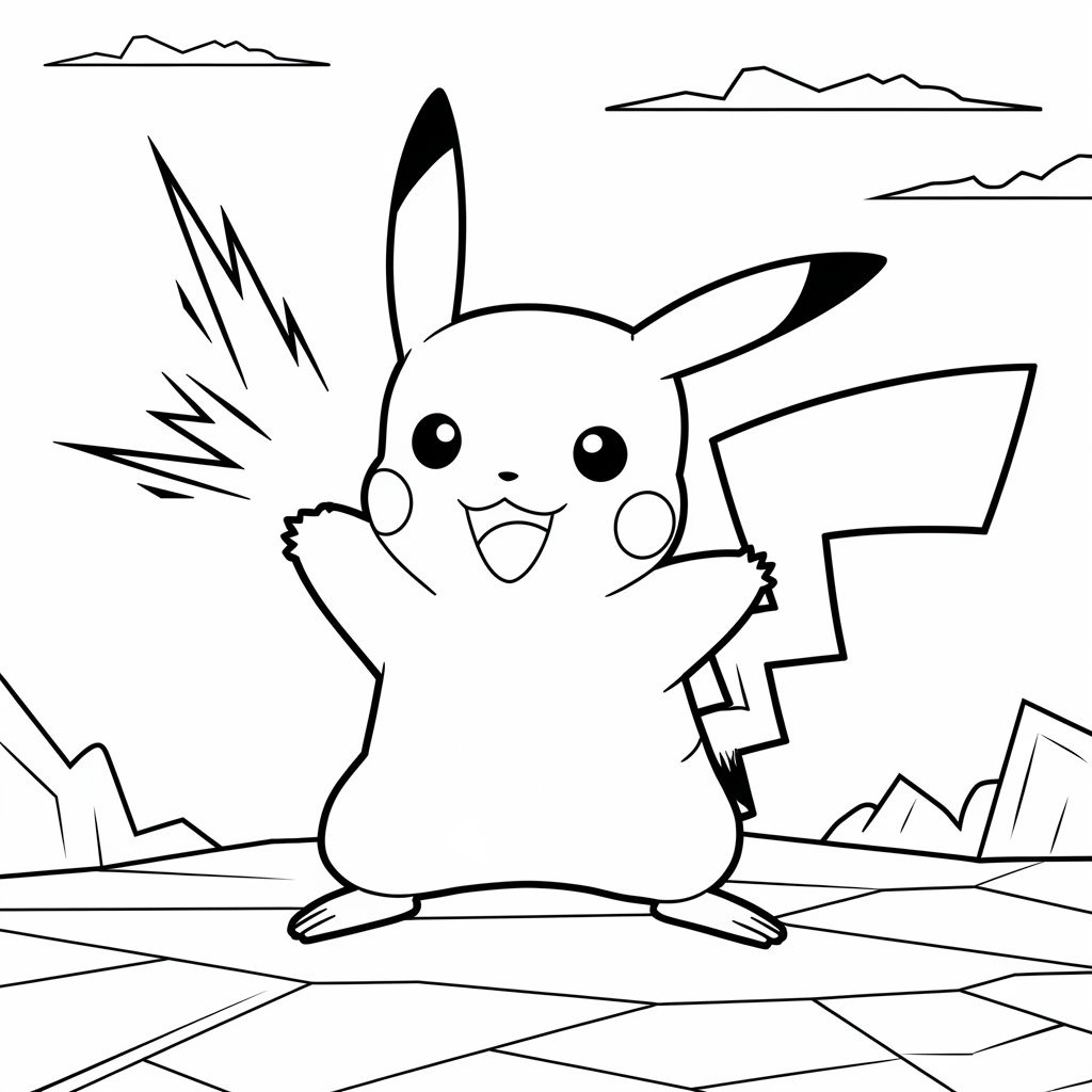 desenho pikachu para colorir e imprimir