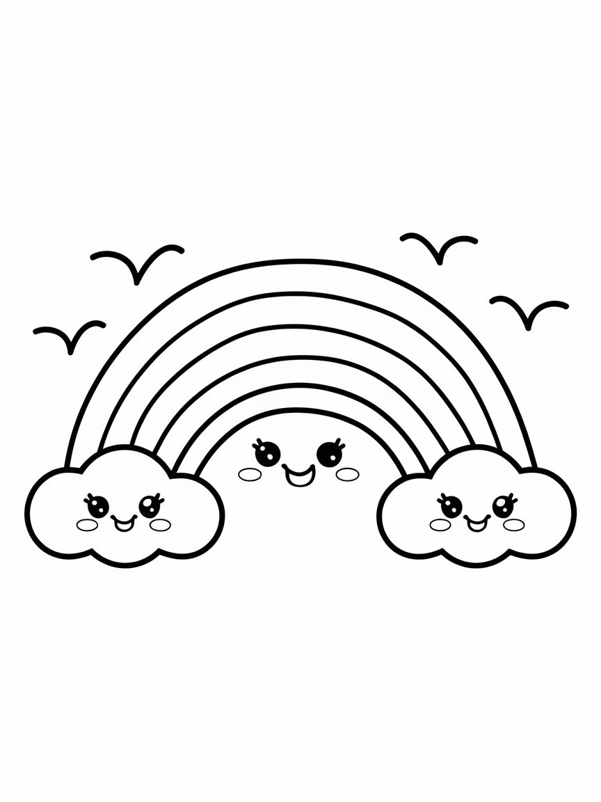 simples arco-íris para colorir educação infantil