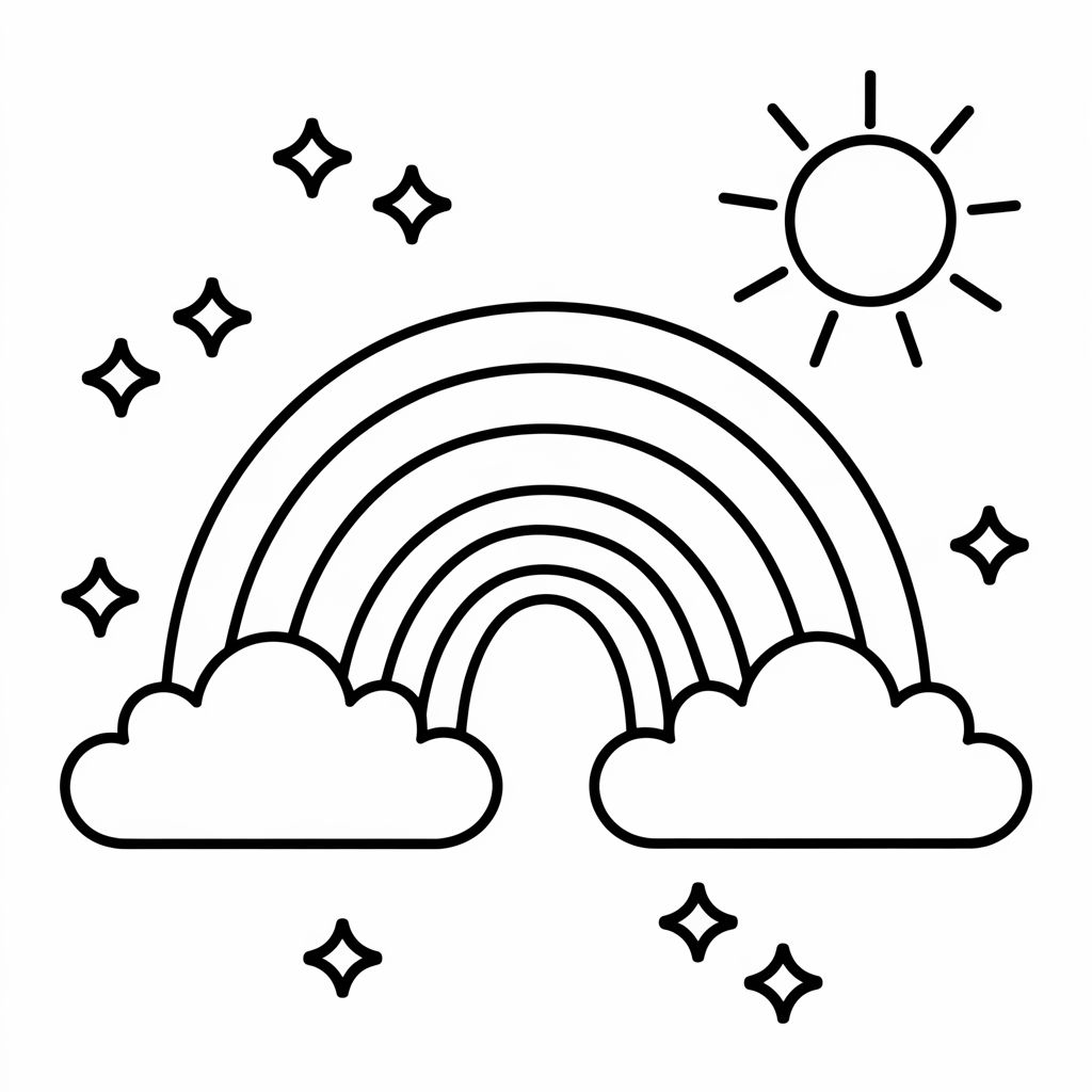 simples arco íris para colorir