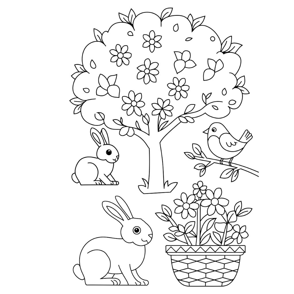 desenho primavera para colorir