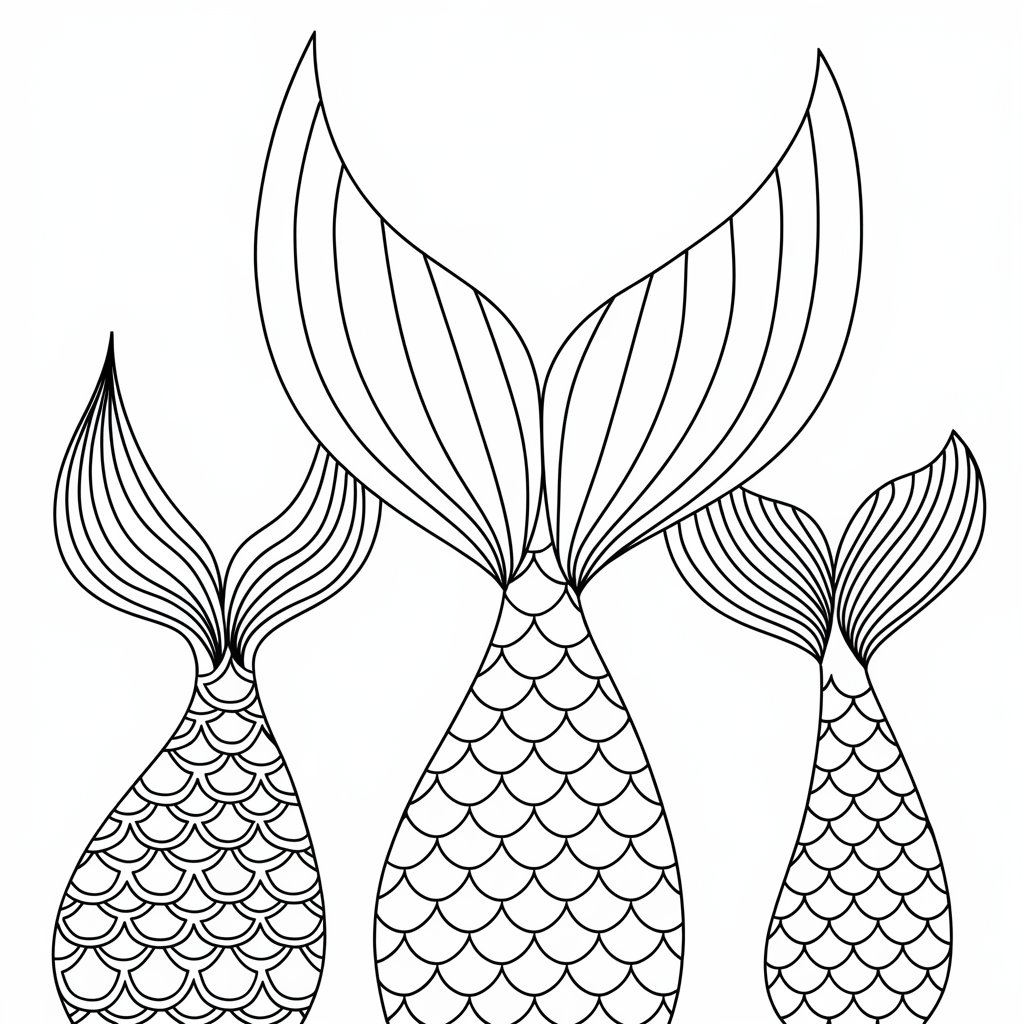 cauda de peixe para colorir