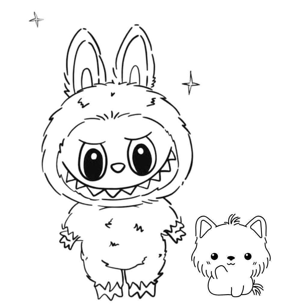 Labubu para Colorir fácil imprimir