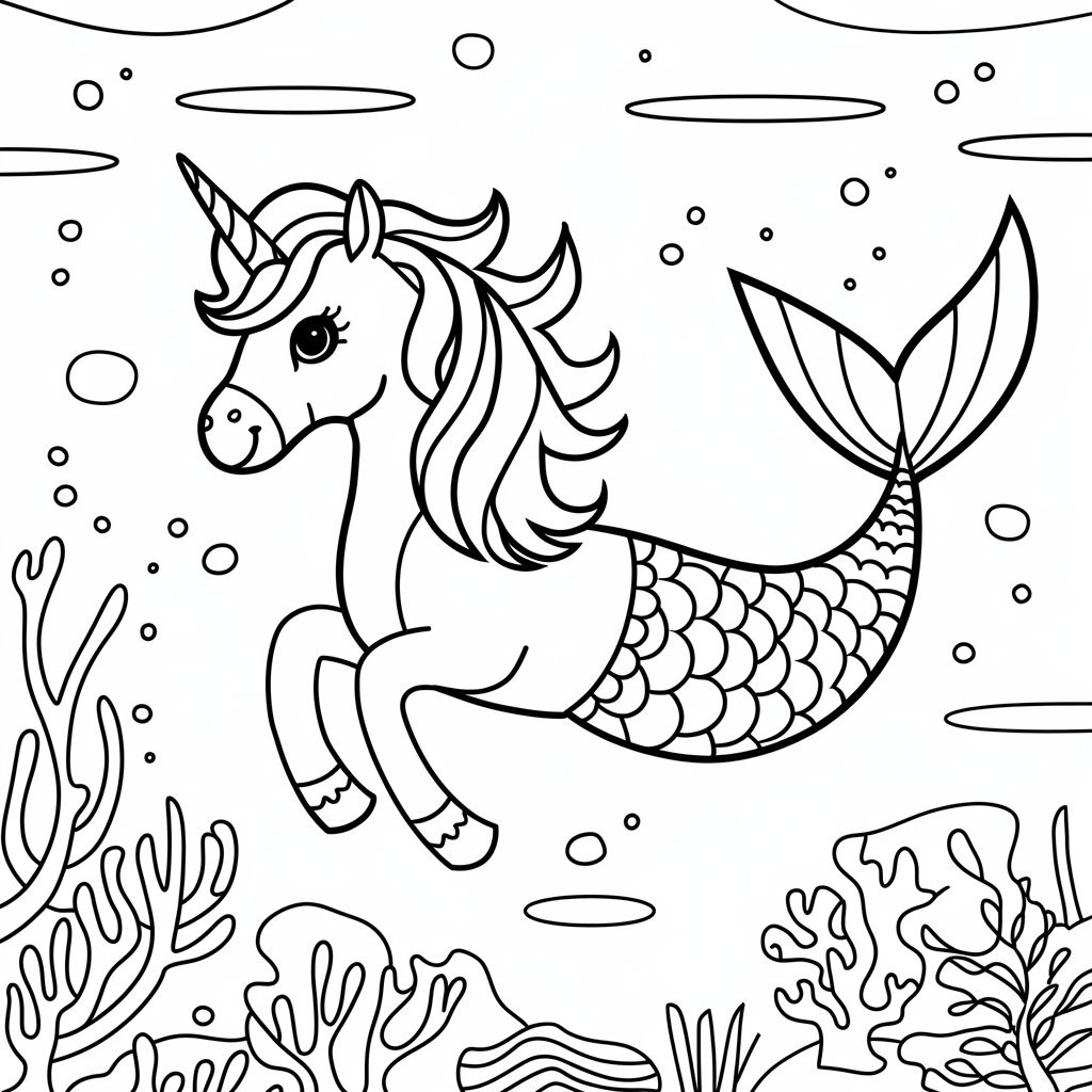 unicórnio sereia para colorir