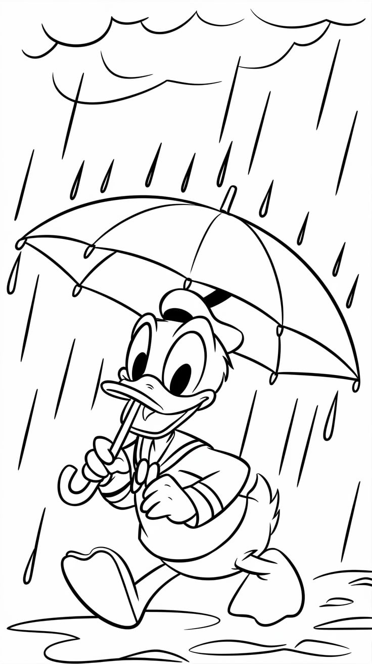 disney color and play printable page donald duck