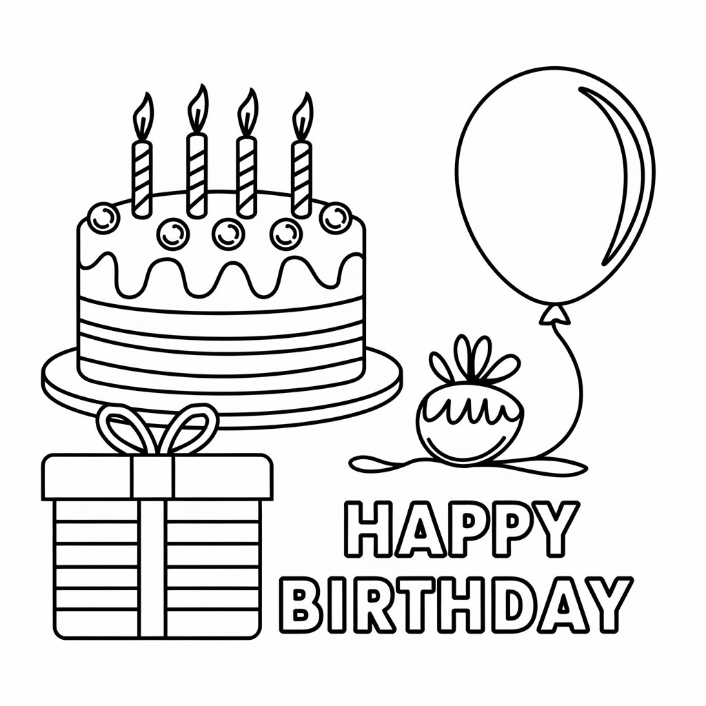 cartão de aniversário para imprimir e colorir