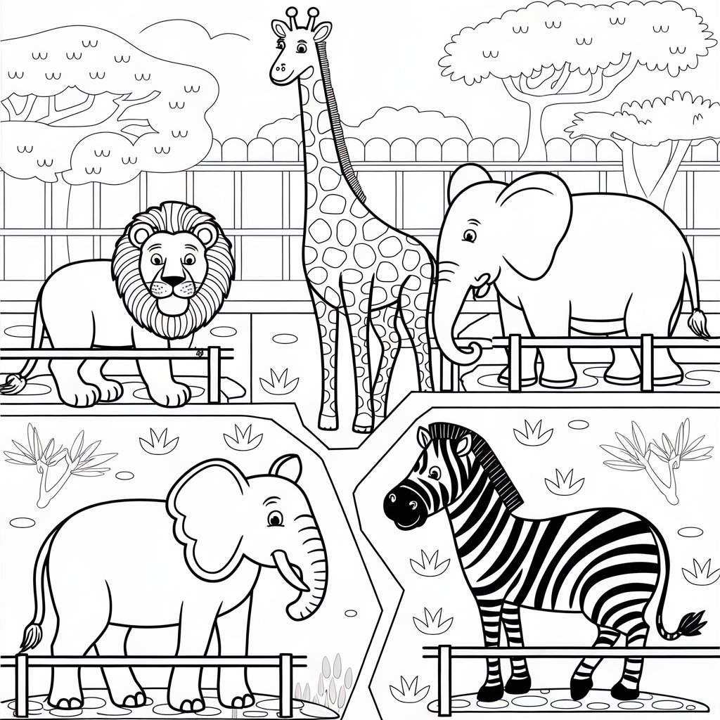 animais de zoológico para colorir