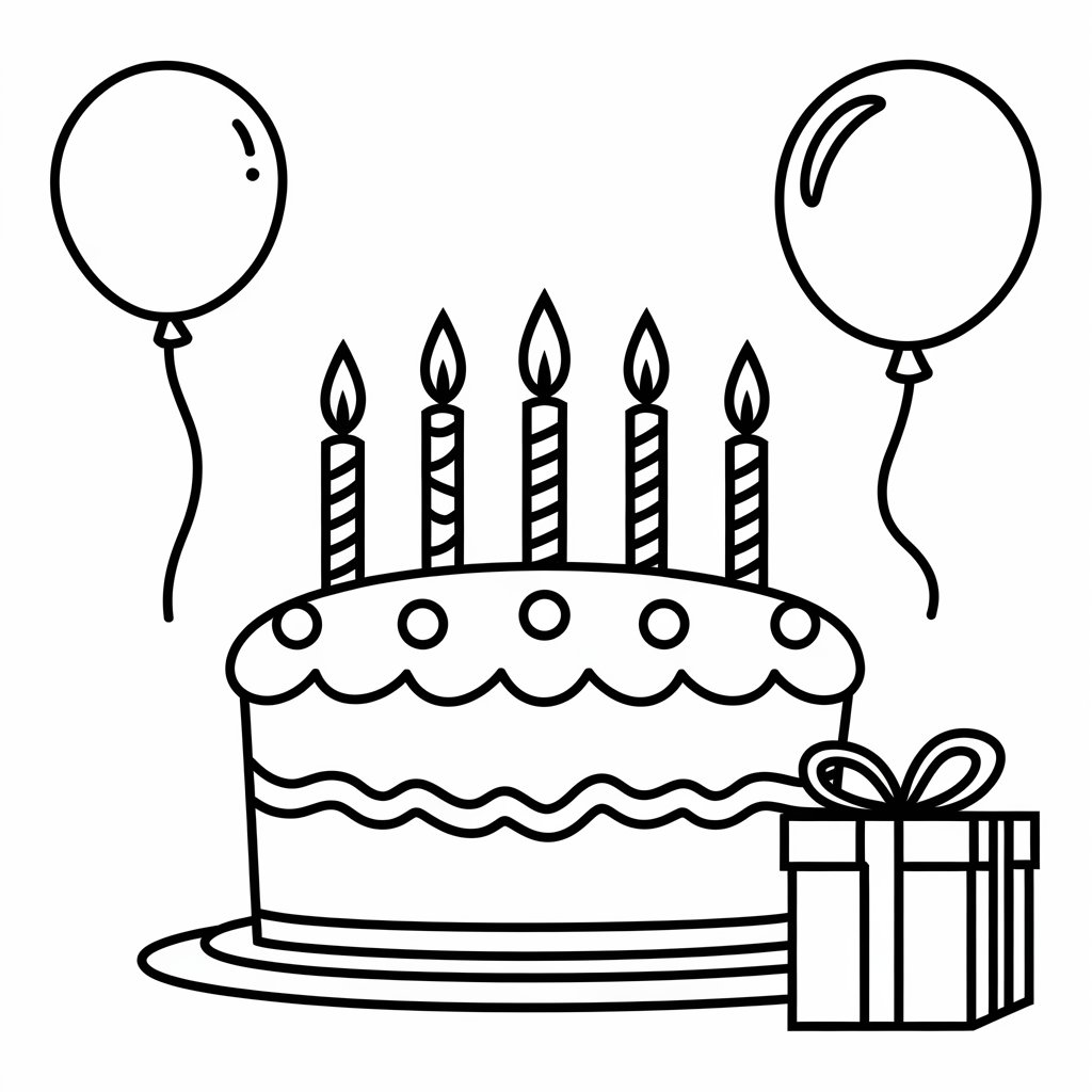 bolo de aniversário desenho para colorir