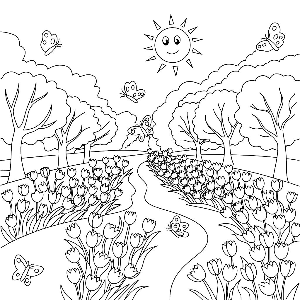 imagens da primavera para colorir