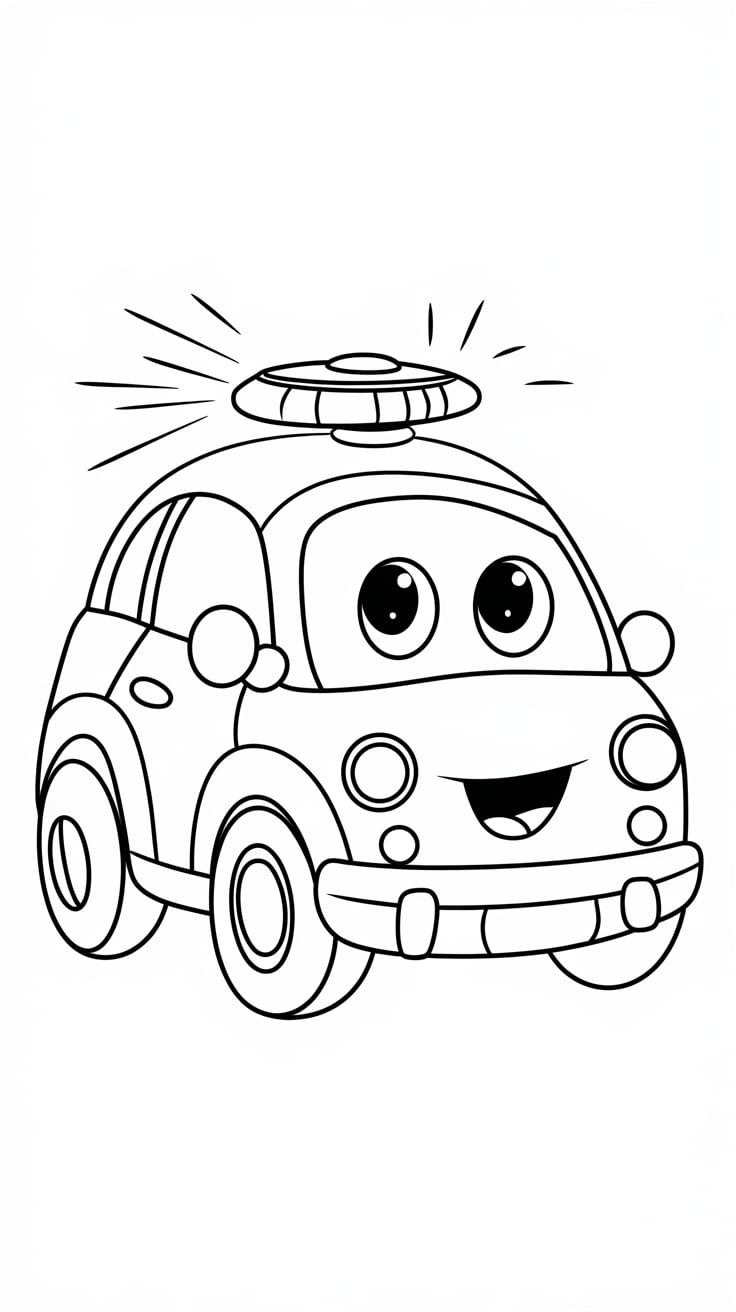 atividades sobre carros da polícia 1 ano para colorir