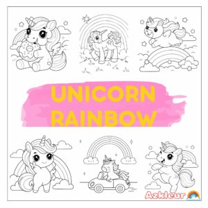 desenhos para colorir de unicórnio com arco-íris