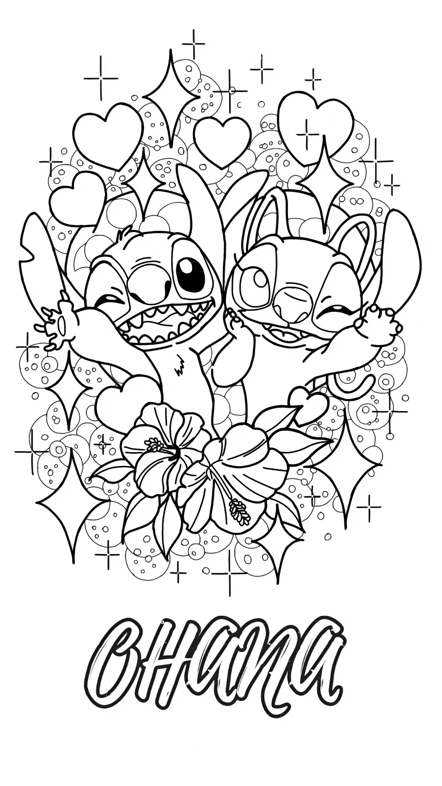 desenho do stitch e angel para colorir e imprimir