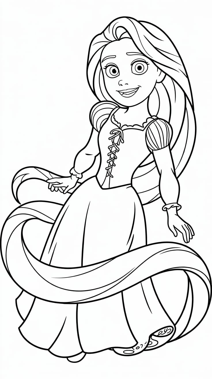 rapunzel para imprimir e colorir