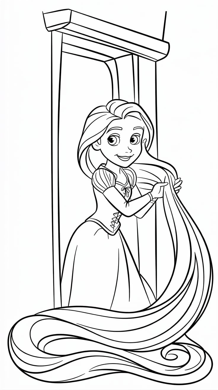 rapunzel na torre para colorir