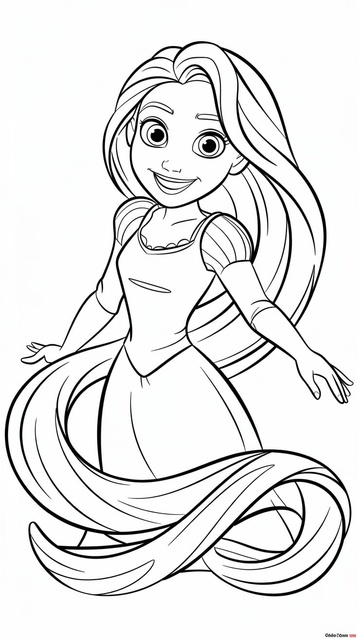 princesa rapunzel para colorir