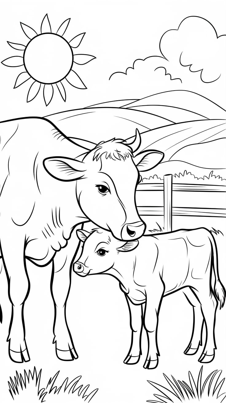 imagem de vacas para colorir