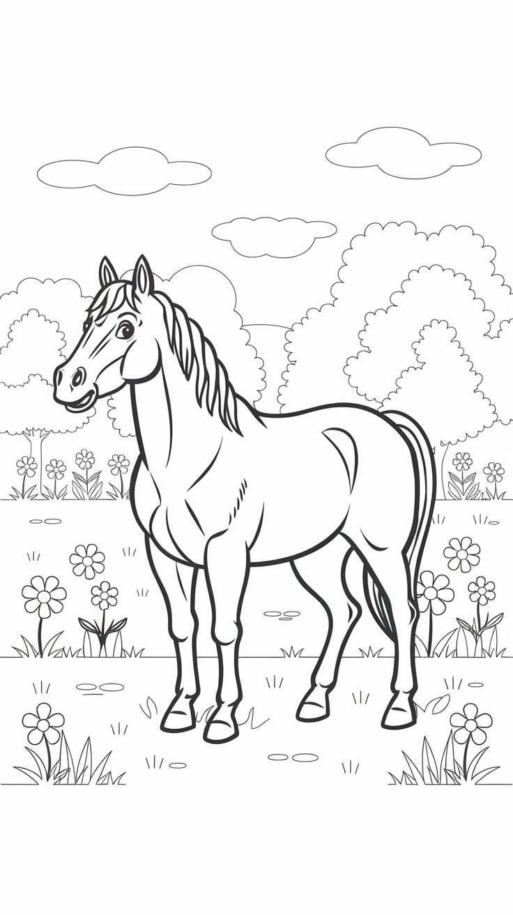 desenhos para colorir e imprimir de cavalos selvagens