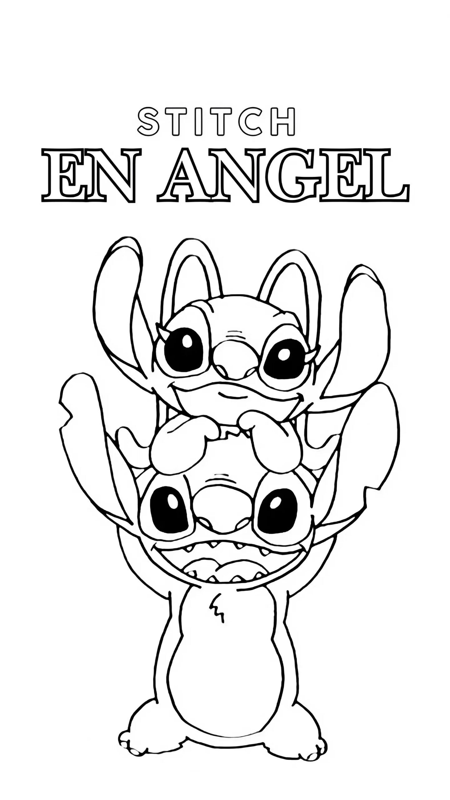 desenho do stitch e angel para colorir
