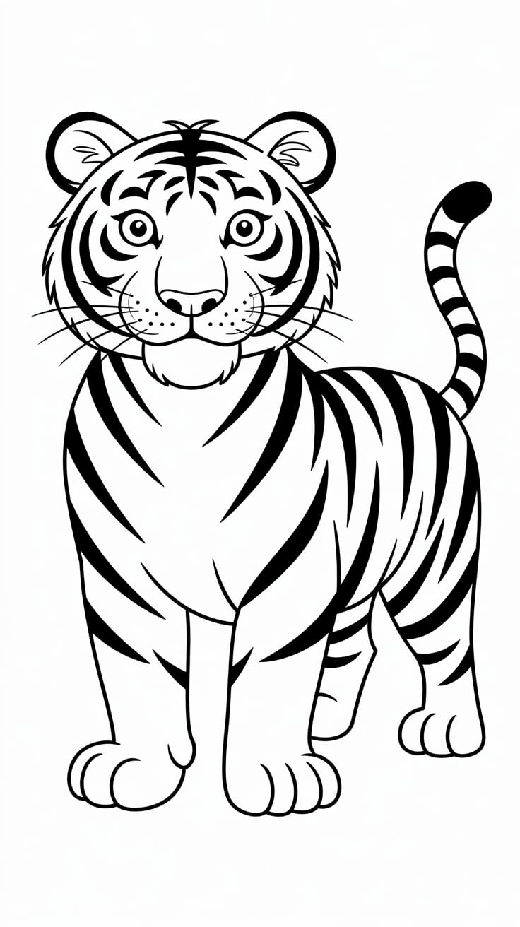 tigre kawaii para colorear​