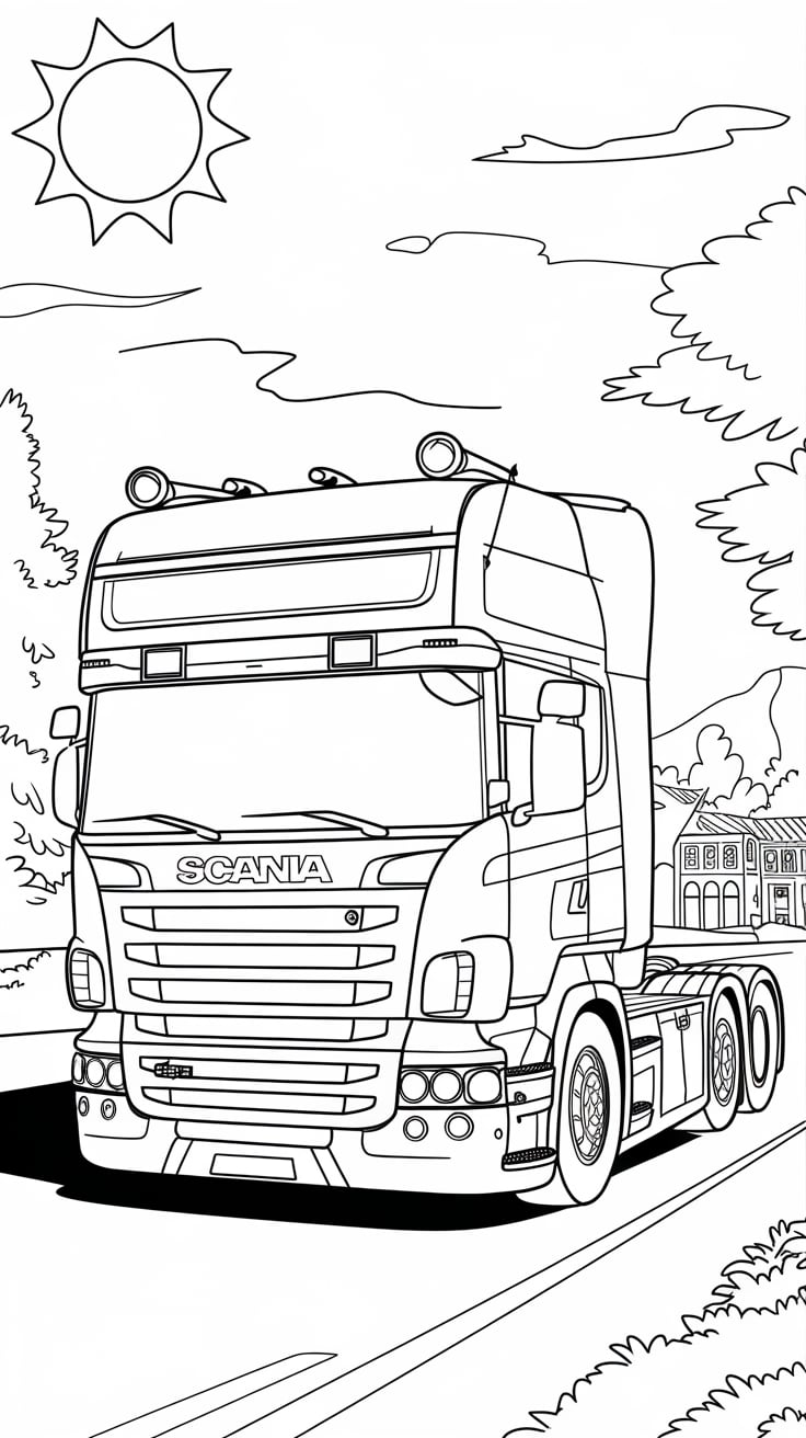 desenho de caminhão scania para colorir