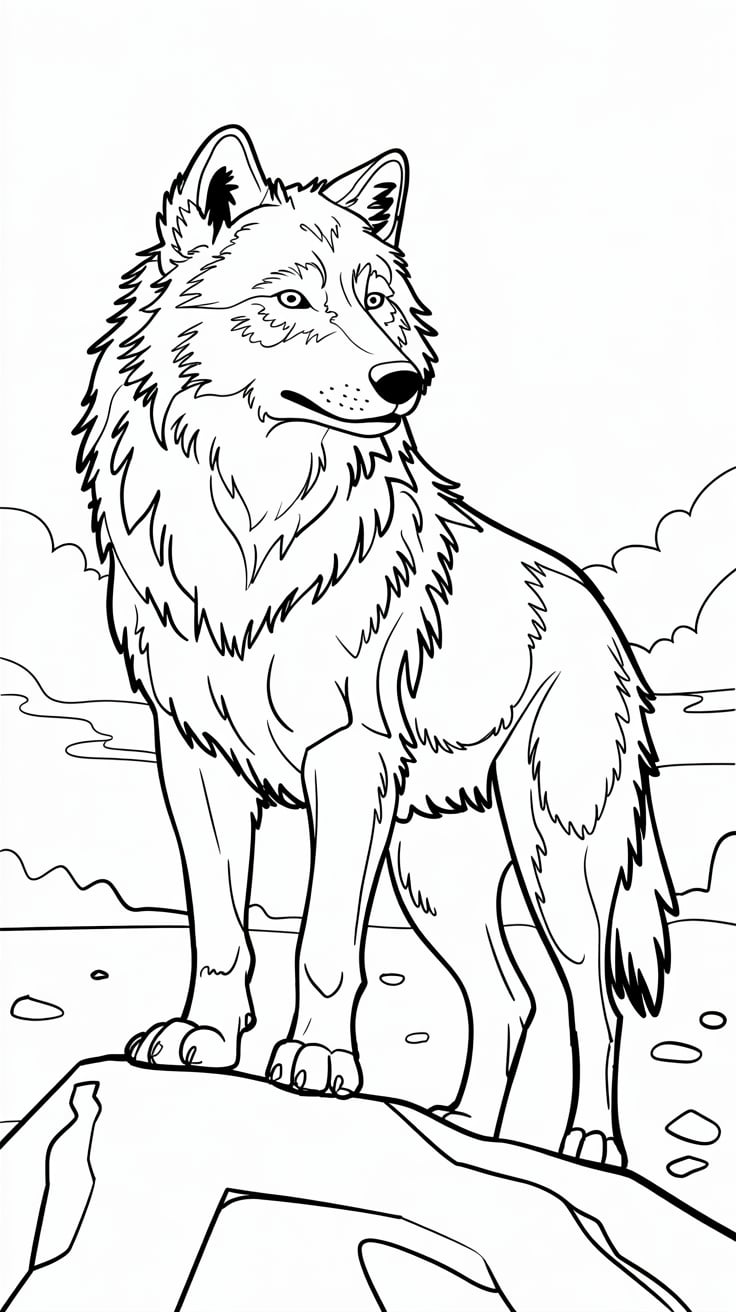 desenho de lobo realista para colorir