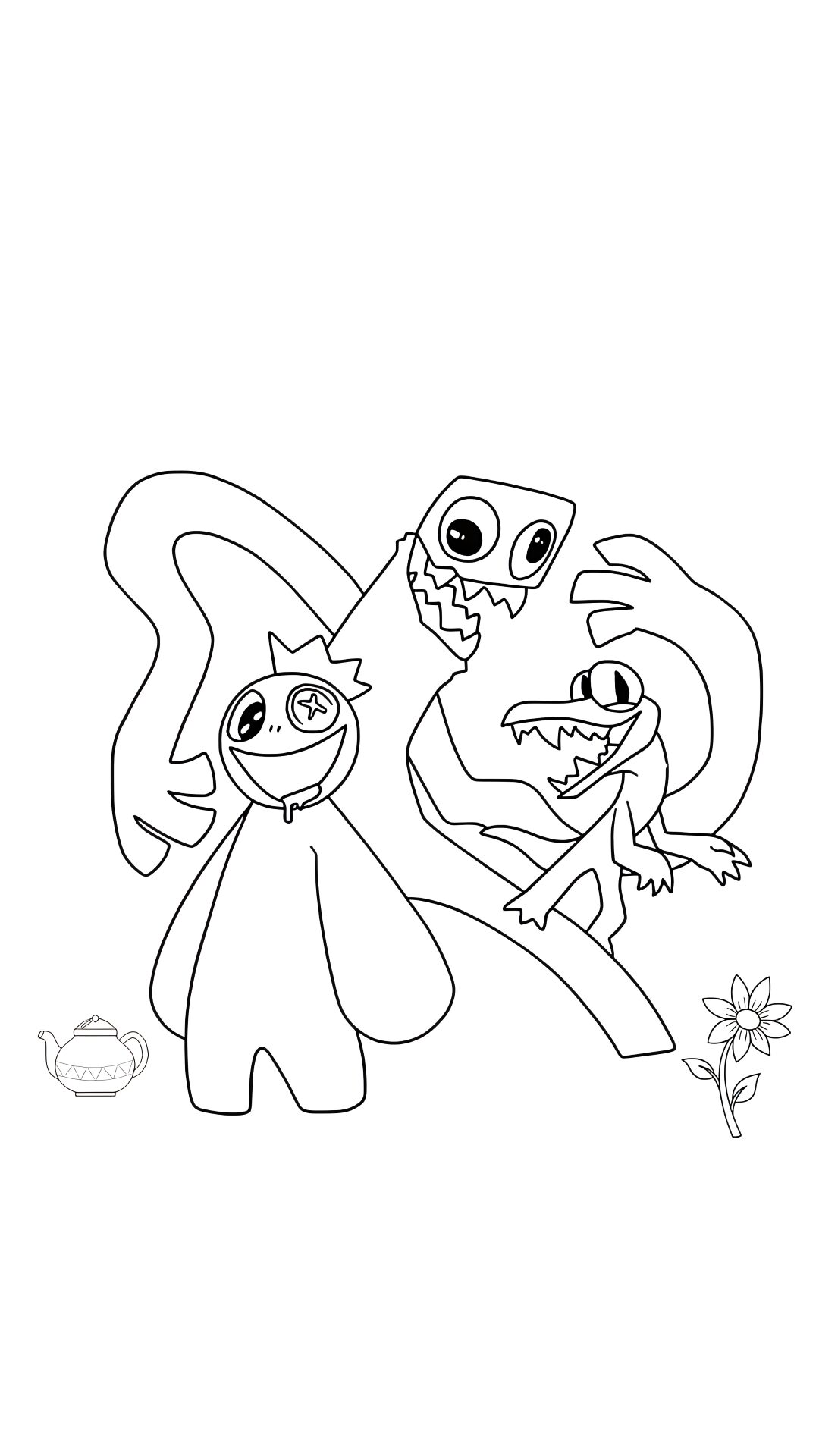 green rainbow friends para colorir