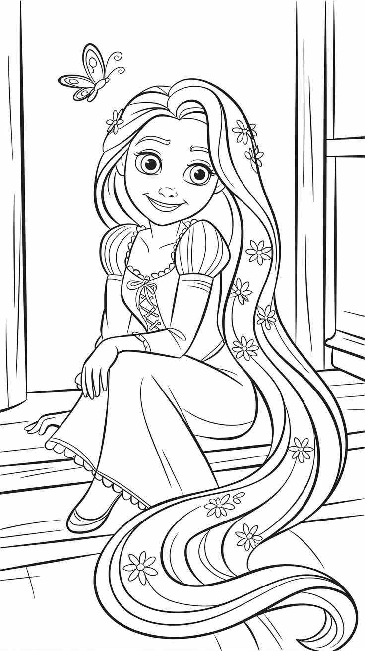 rapunzel para colorir e imprimir