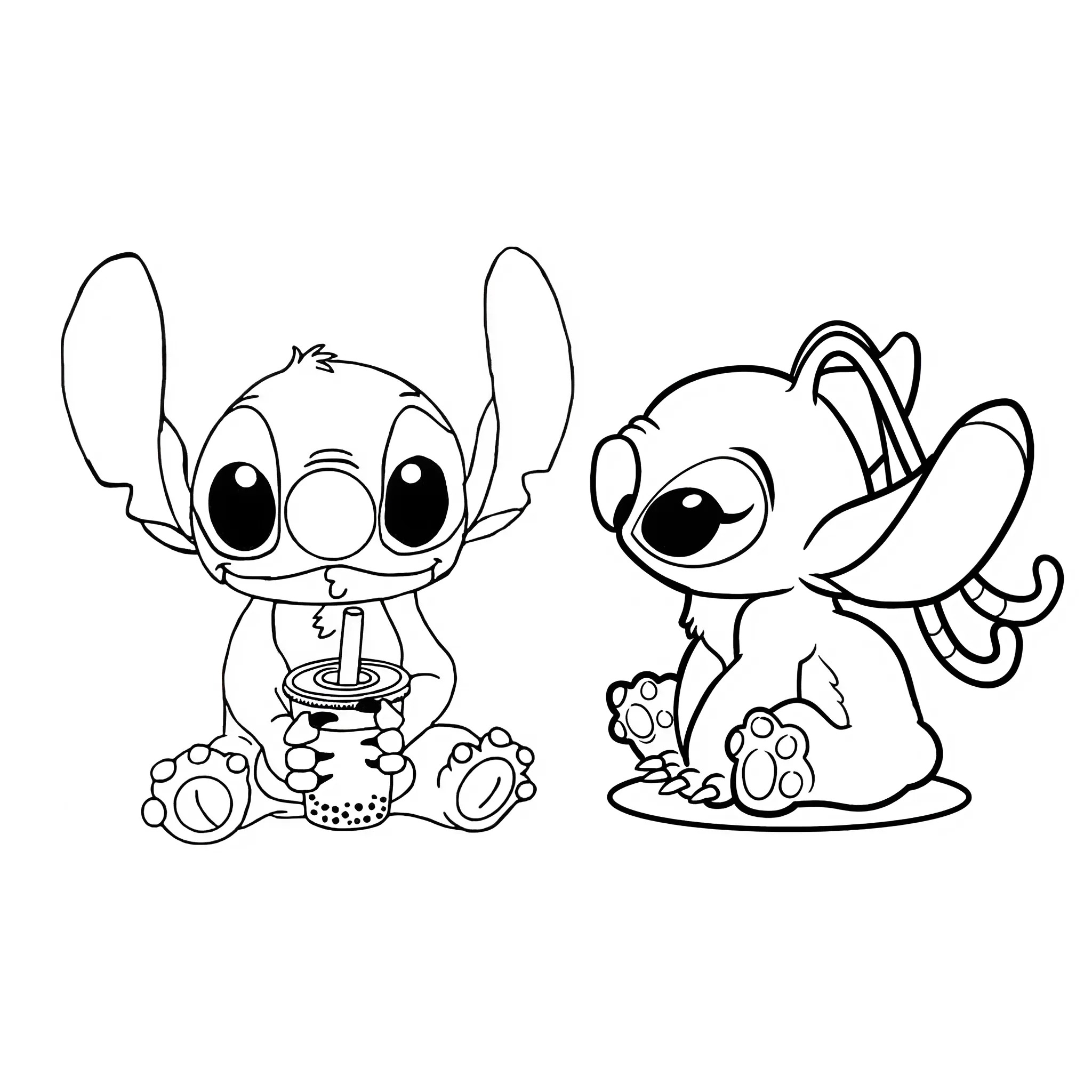 stitch e angel desenho para colorir