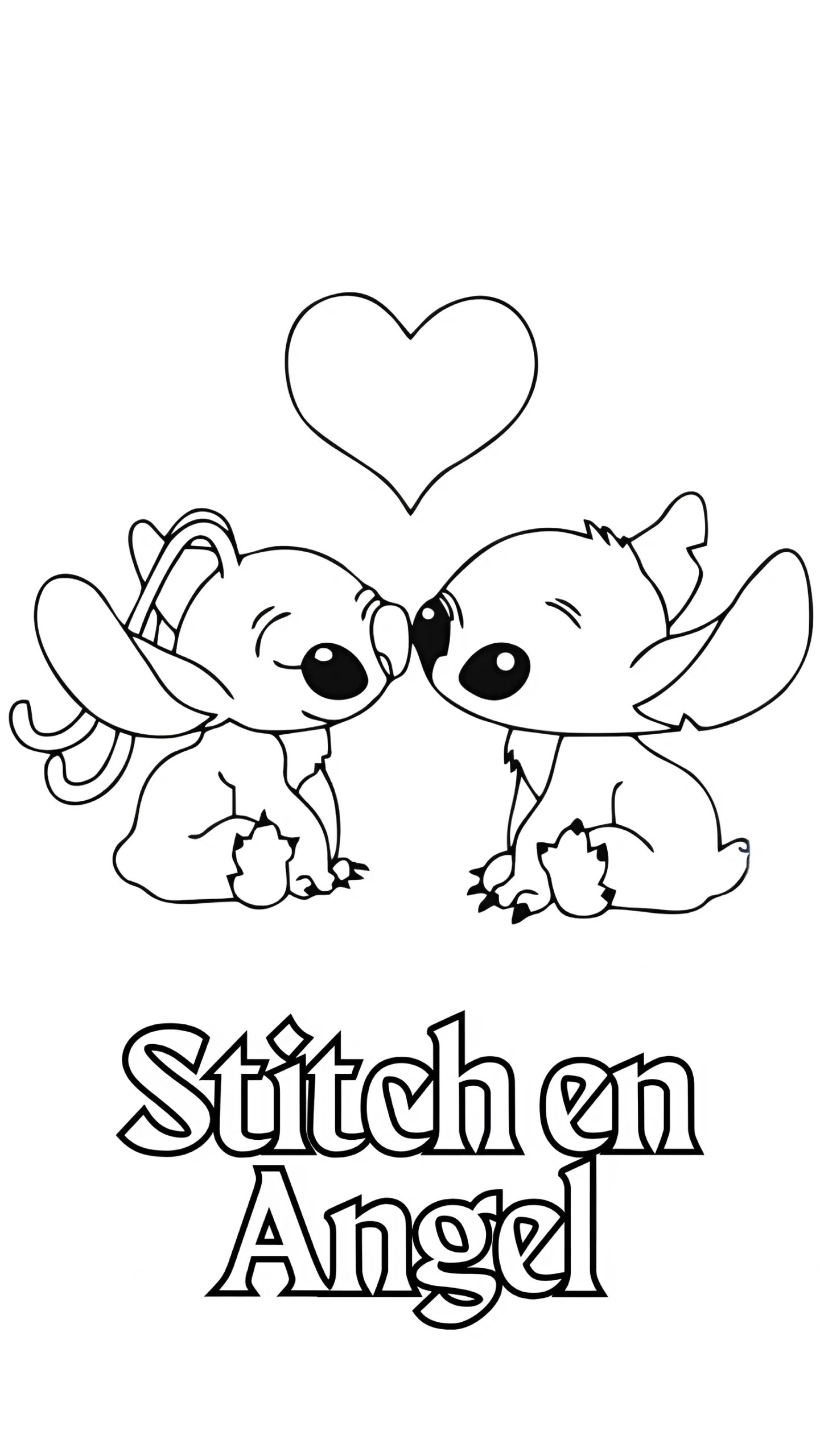 desenho para colorir e imprimir stitch e angel