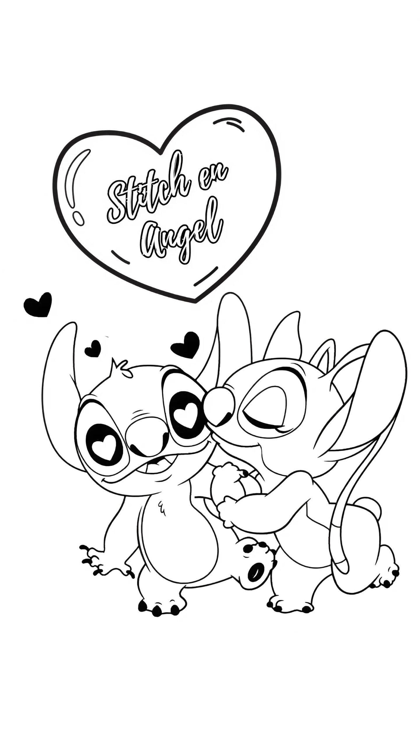 desenho para colorir stitch e angel