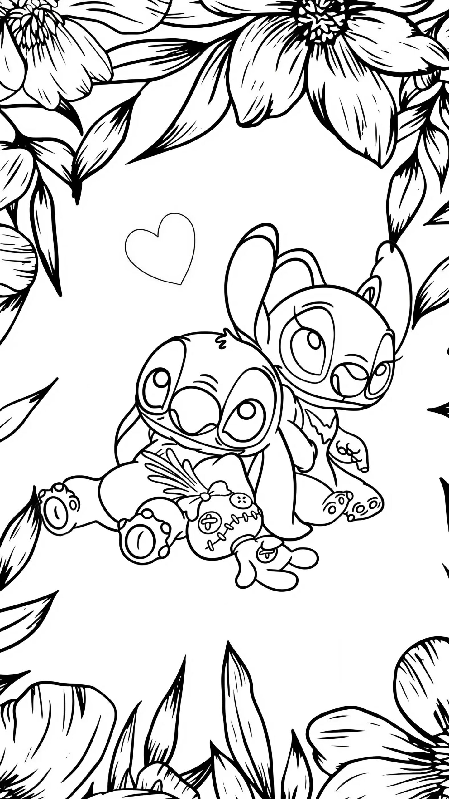 desenhos para colorir do stitch e angel