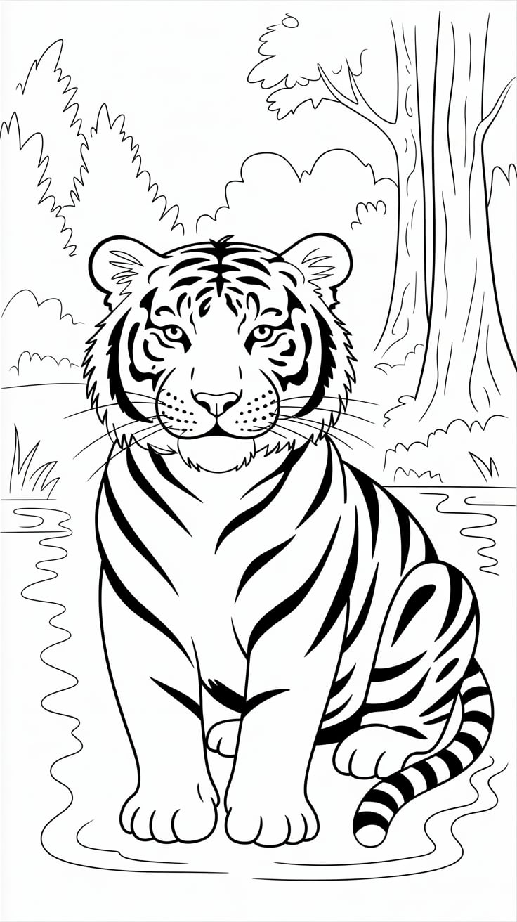 desenho de tigre realista para colorir​