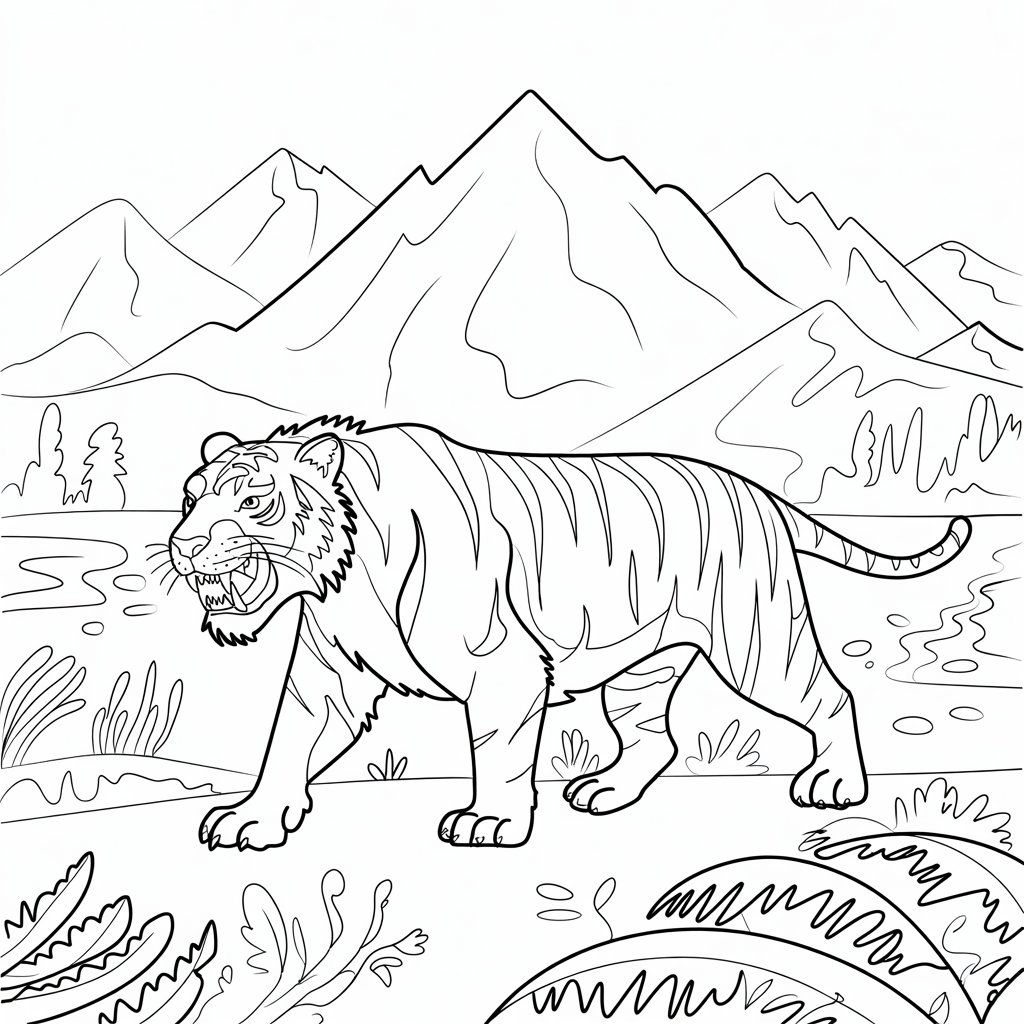 desenho de tigre para colorir e imprimir