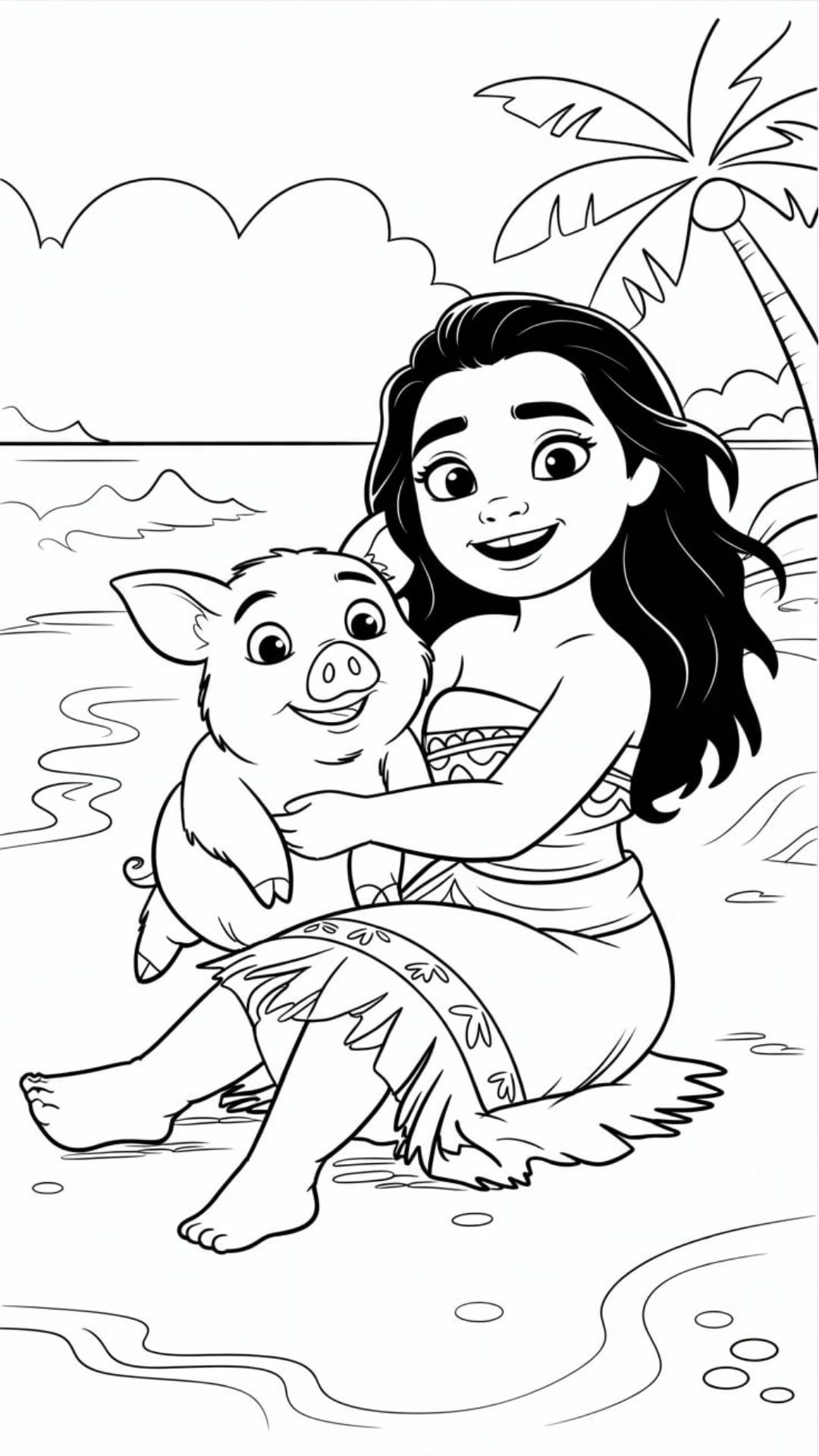 desenho para colorir da moana
