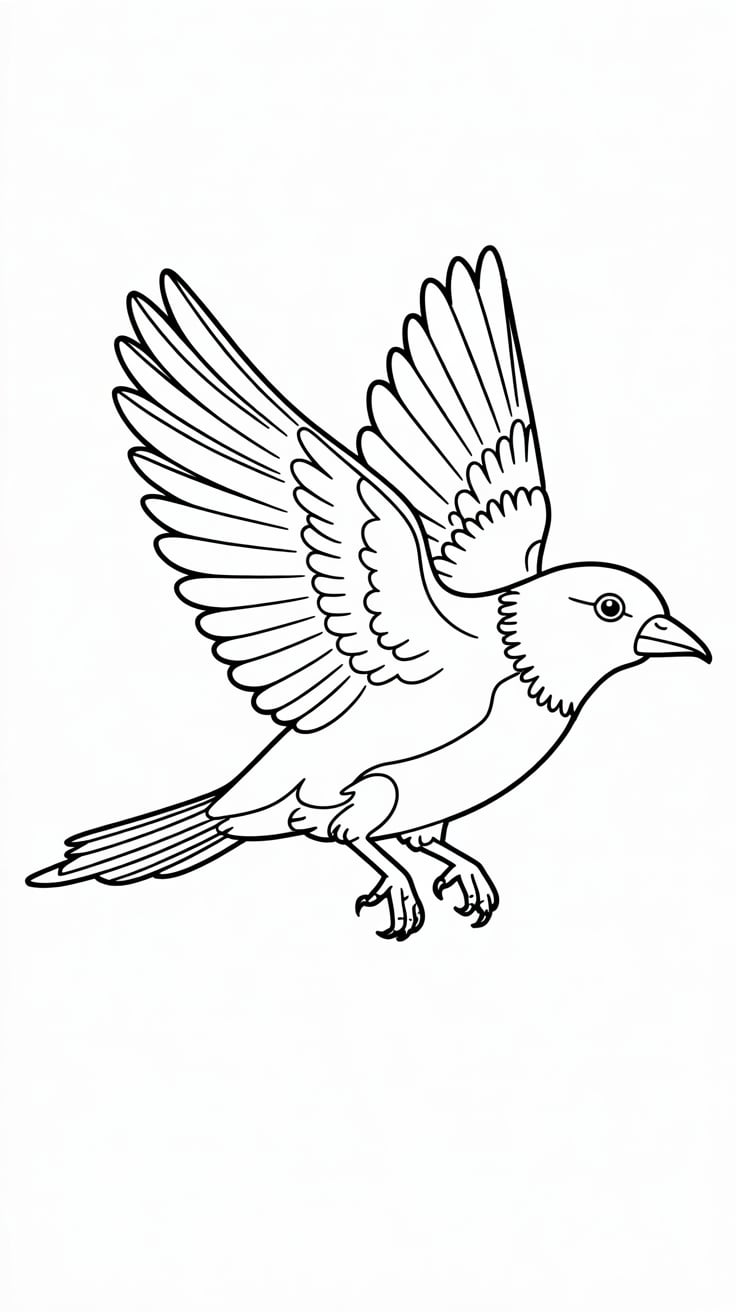 simples desenho pássaro para colorir