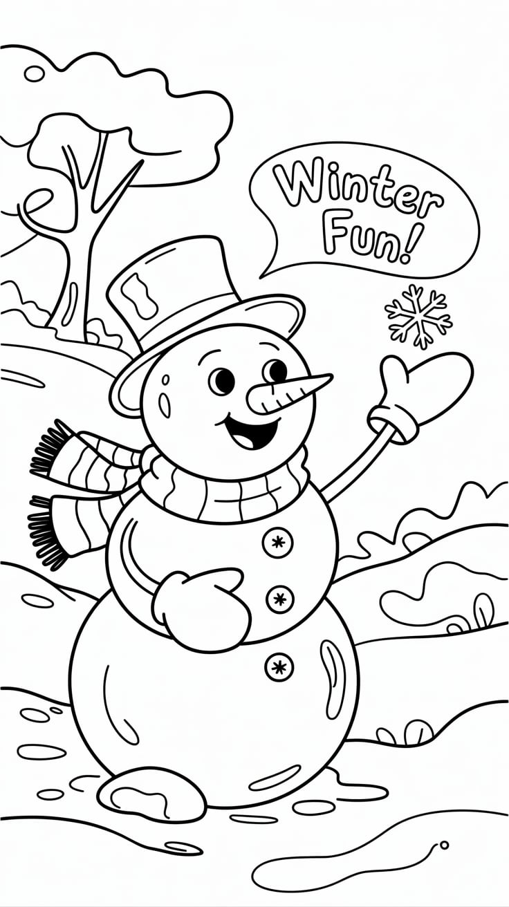 boneco de neve para colorir