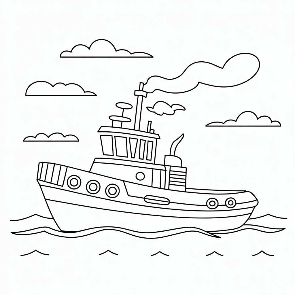 desenho de barco no mar para colorir