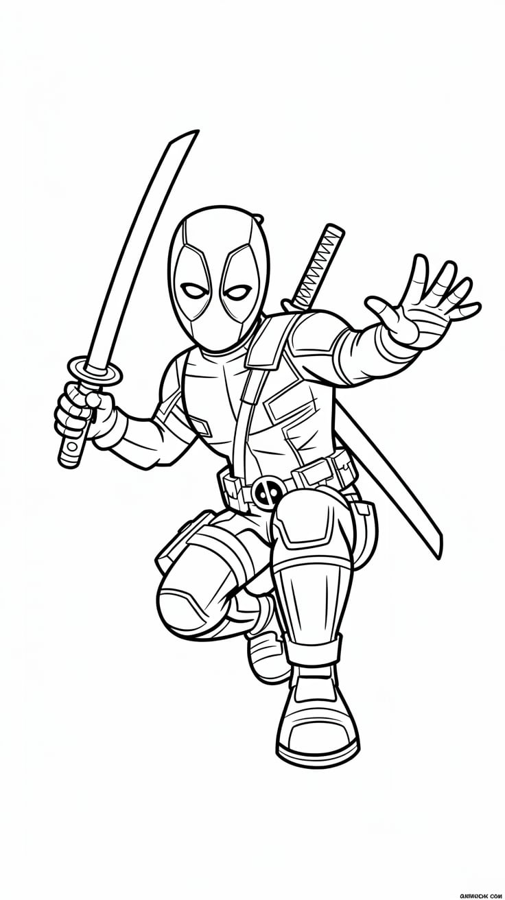 desenho para colorir do deadpool e wolverine