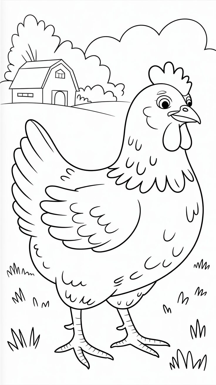 desenhos para colorir de frango facil