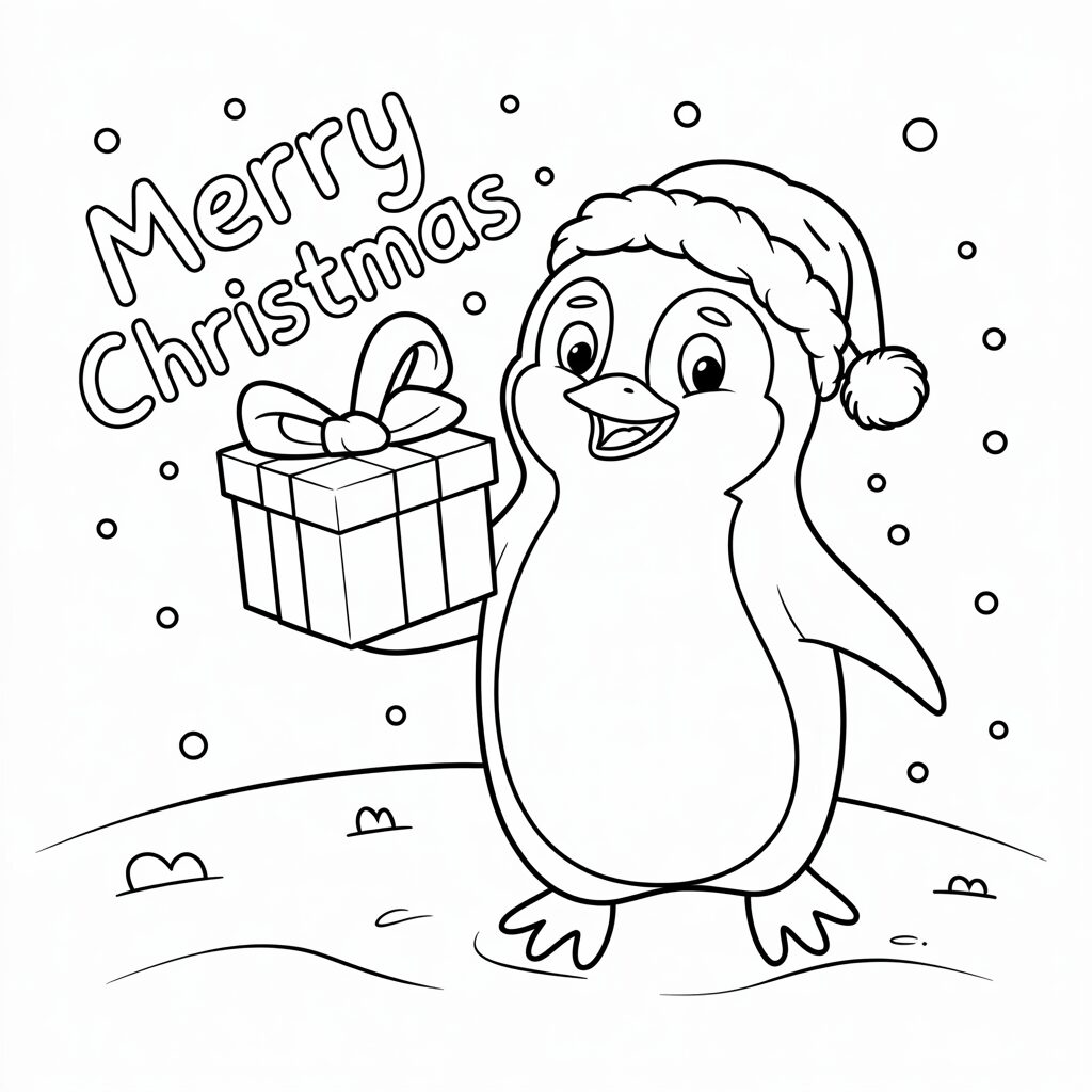 pinguim de natal para colorir