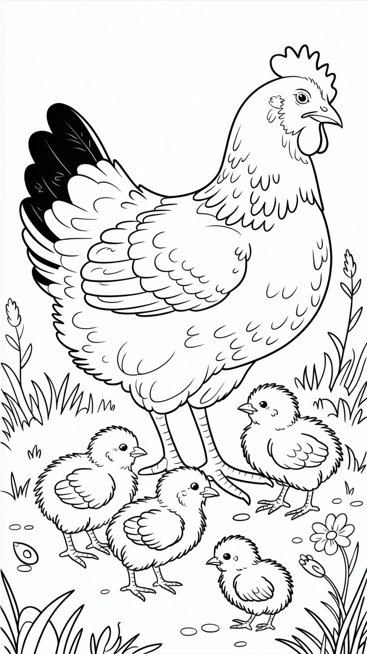 atividades frango para colorir