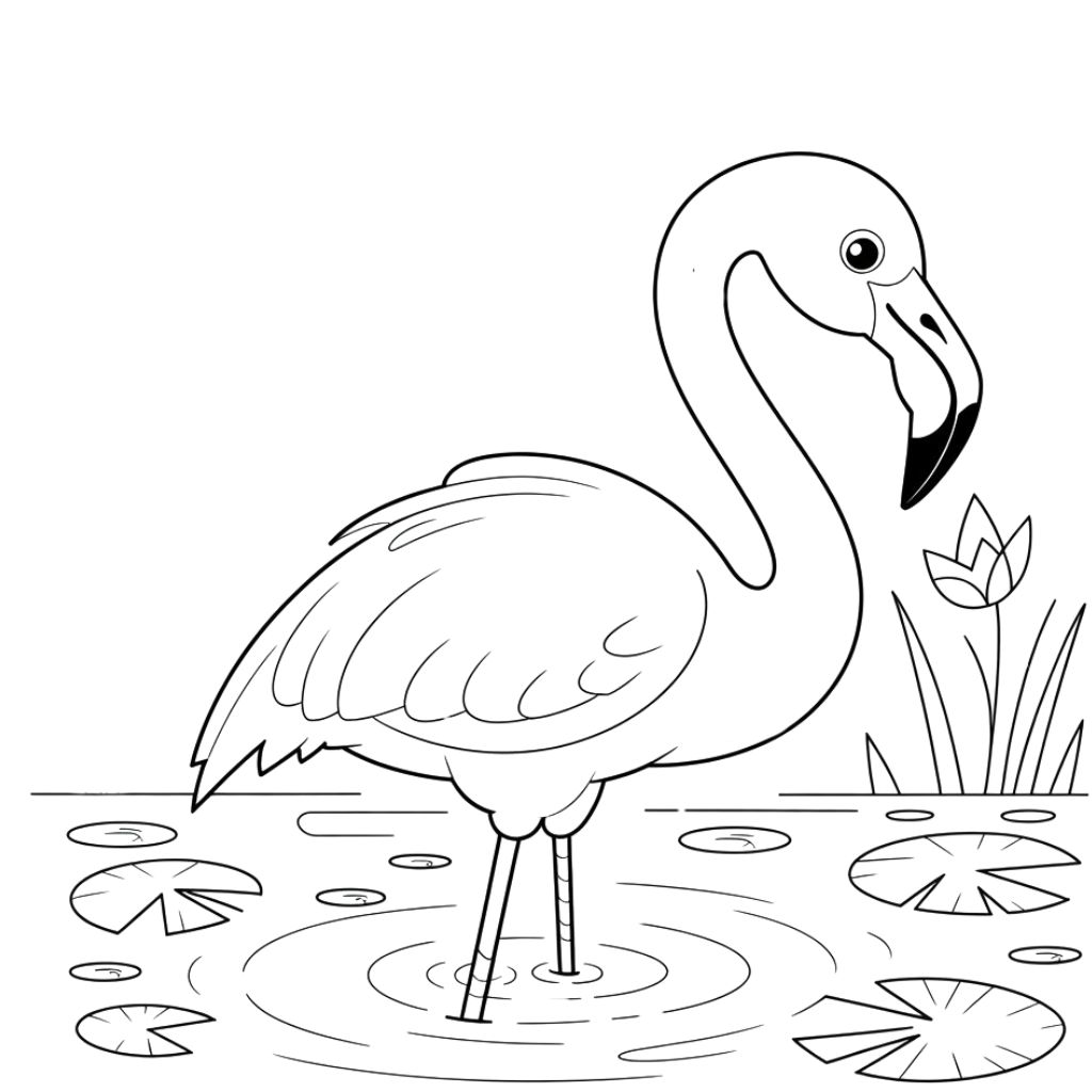 desenho de flamingo para colorir e imprimir