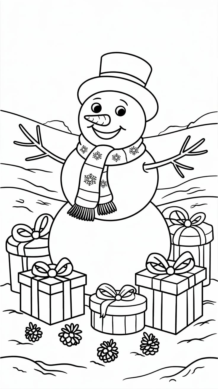 desenho colorido boneco de neve