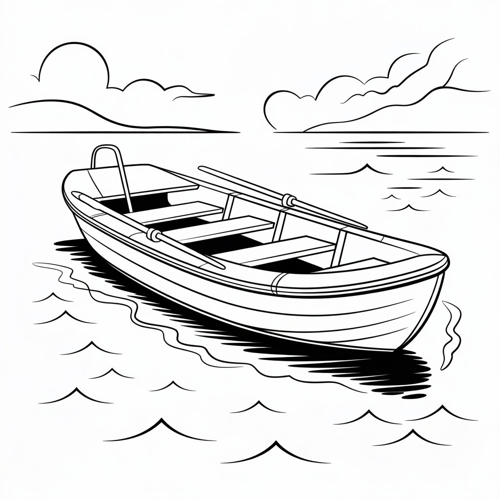 desenho de barco para colorir e imprimir