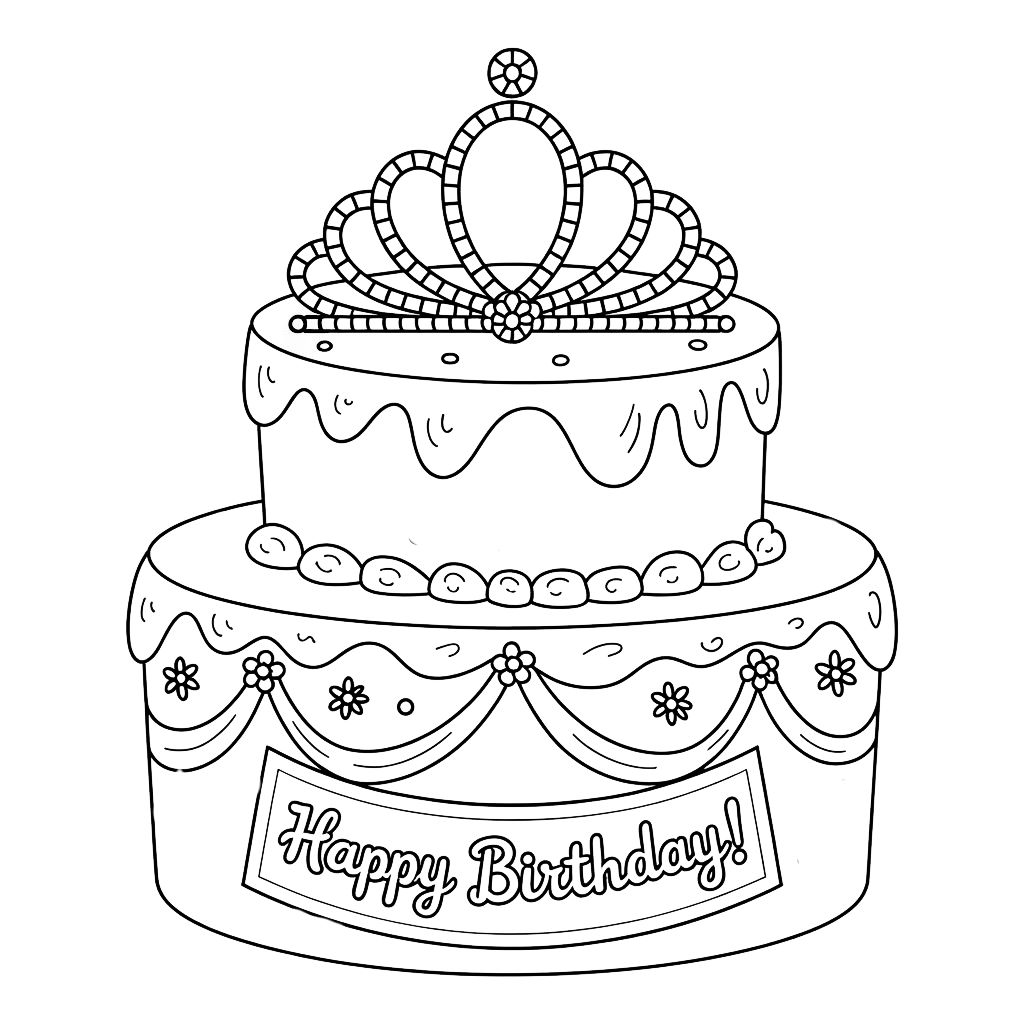 desenho de bolo de aniversário para colorir