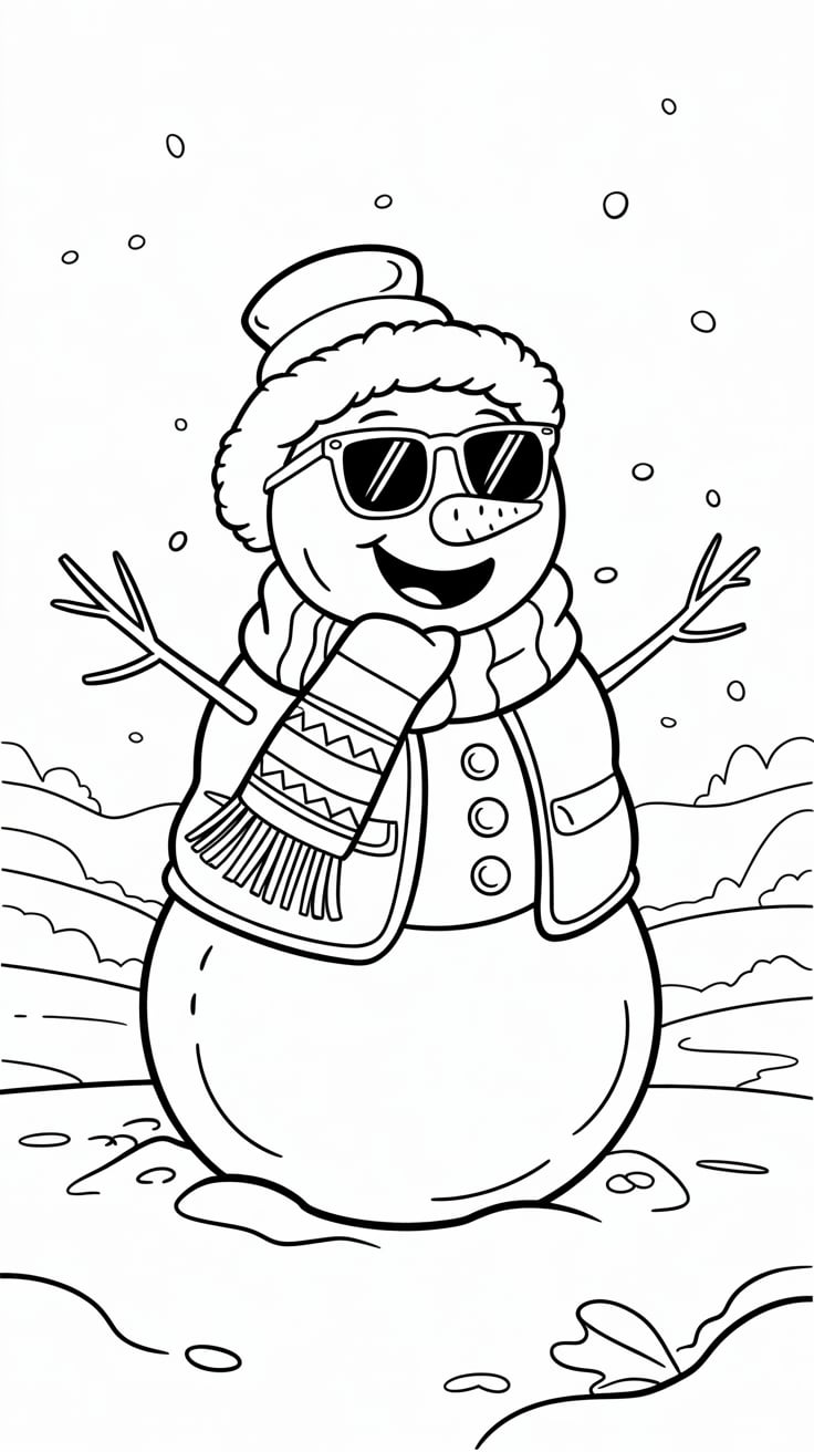 desenho para colorir de boneco de neve