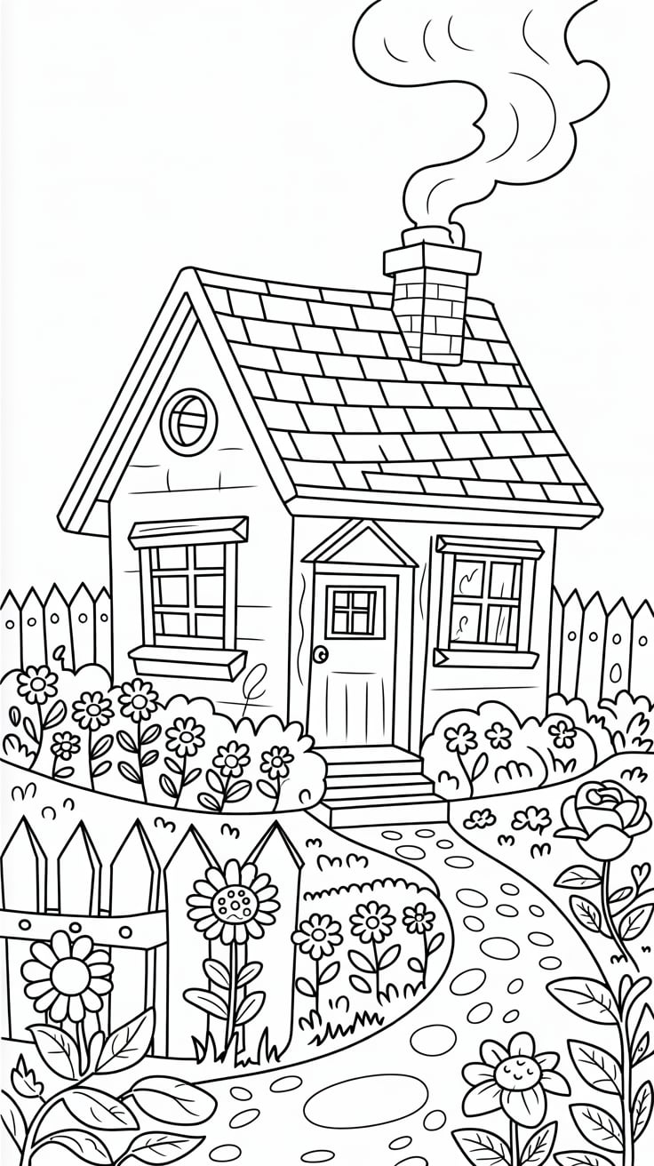 desenhos para colorir de casas bonitas