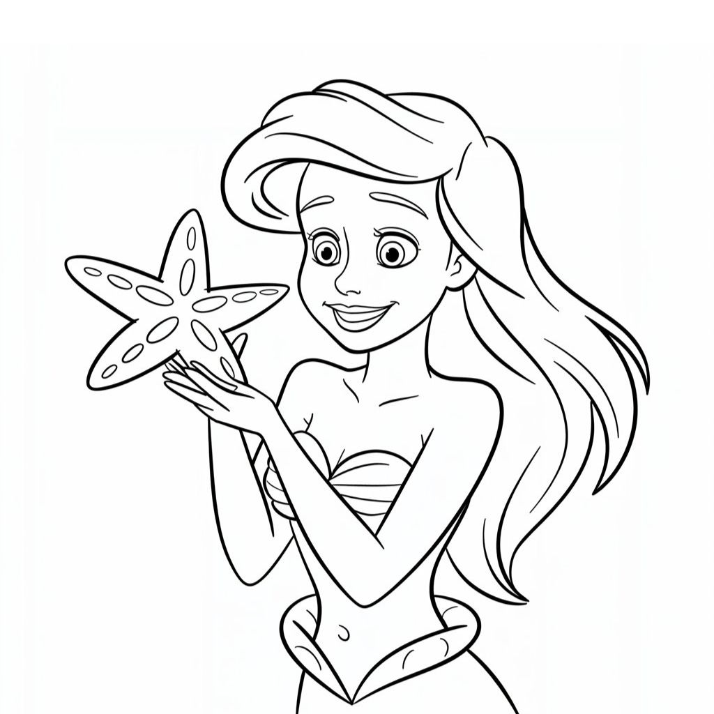 desenho para colorir ariel
