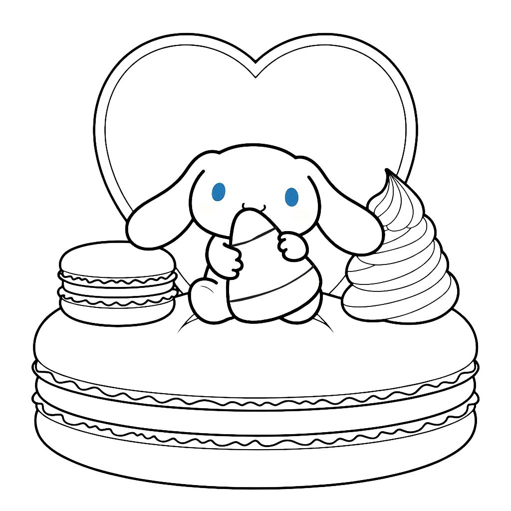 Página para Colorir Cinnamoroll com doces