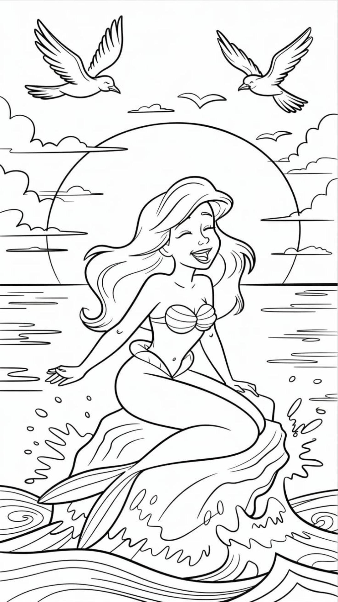 desenho para colorir da ariel