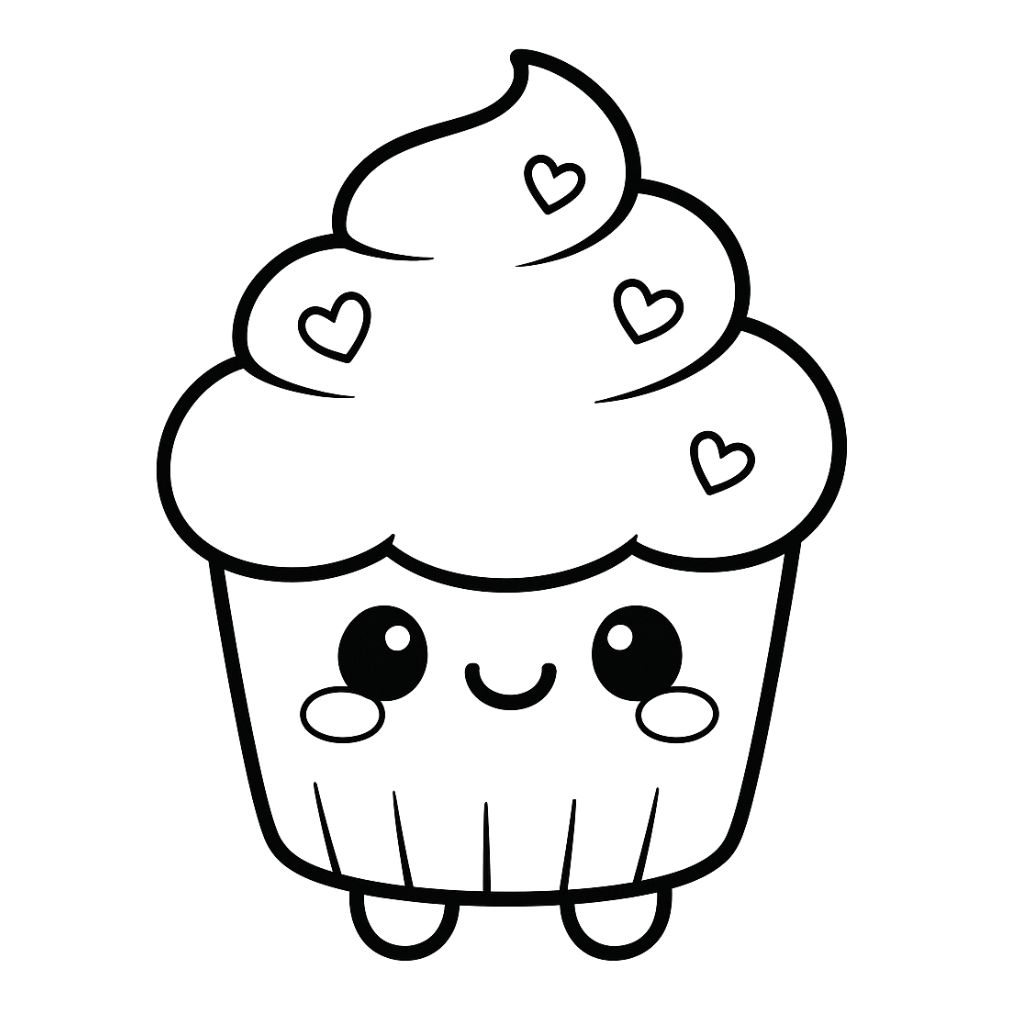 cupcake kawaii para colorir
